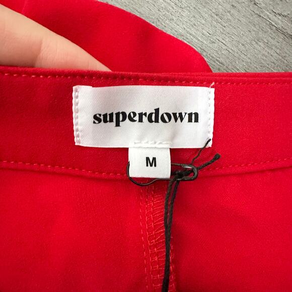 NWT Superdown Front Pleat Pant Trousers Red Medium - Picture 5 of 12